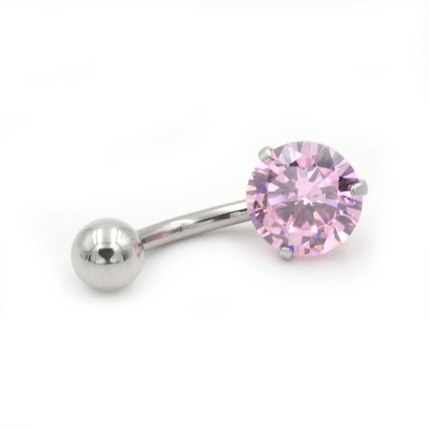 Navel Piercing Stud 8mm Round Zircon Hypoallergenic Body Jewellery_voghion.com
