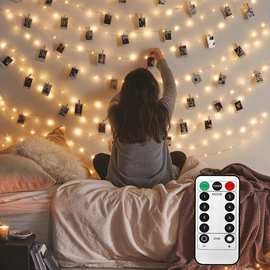 照片夹铜串灯带夹子暖白色图片卧室墙壁露台感恩节圣诞节派对装饰