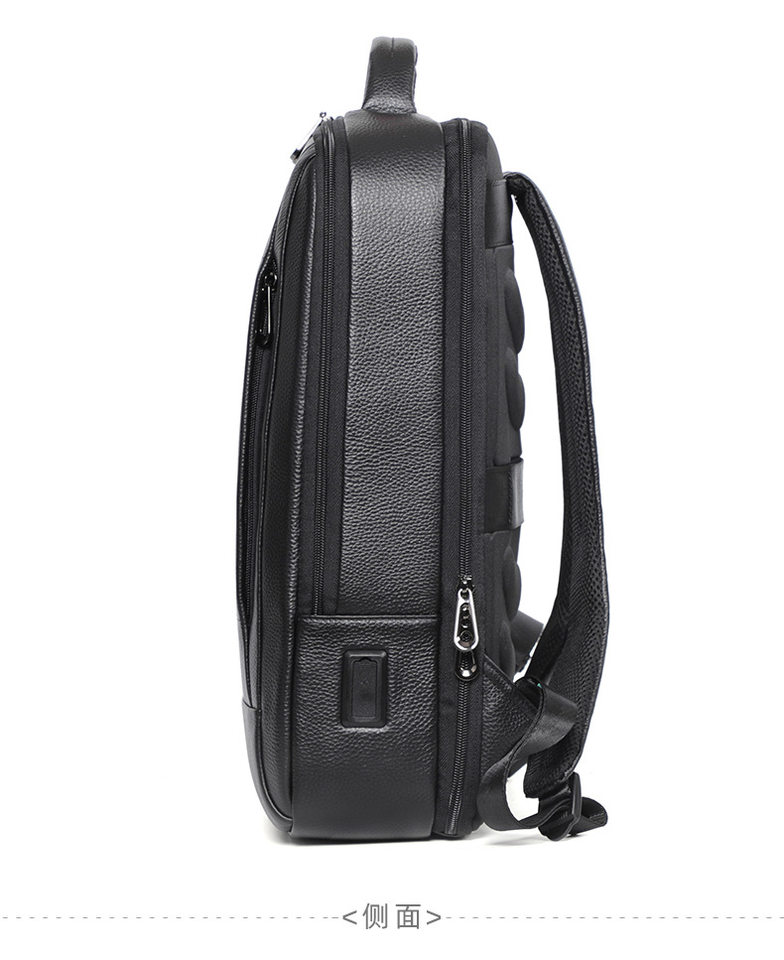 Ba lô nam da bò thật công suất lớn, ngăn laptop 16 inch, chống nước đa chức năng — Màu đen chi tiết 19