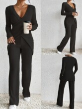 X 68242 Slim Fit Long Sleeve Top Pants Set ����������װ