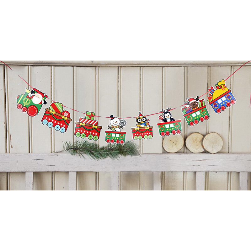 Banderas navideñas transfronterizas en stock, 24 tipos de banderas de dibujos animados, decoraciones navideñas al por mayor de fabricantes, admiten pedidos de lotes mixtos.