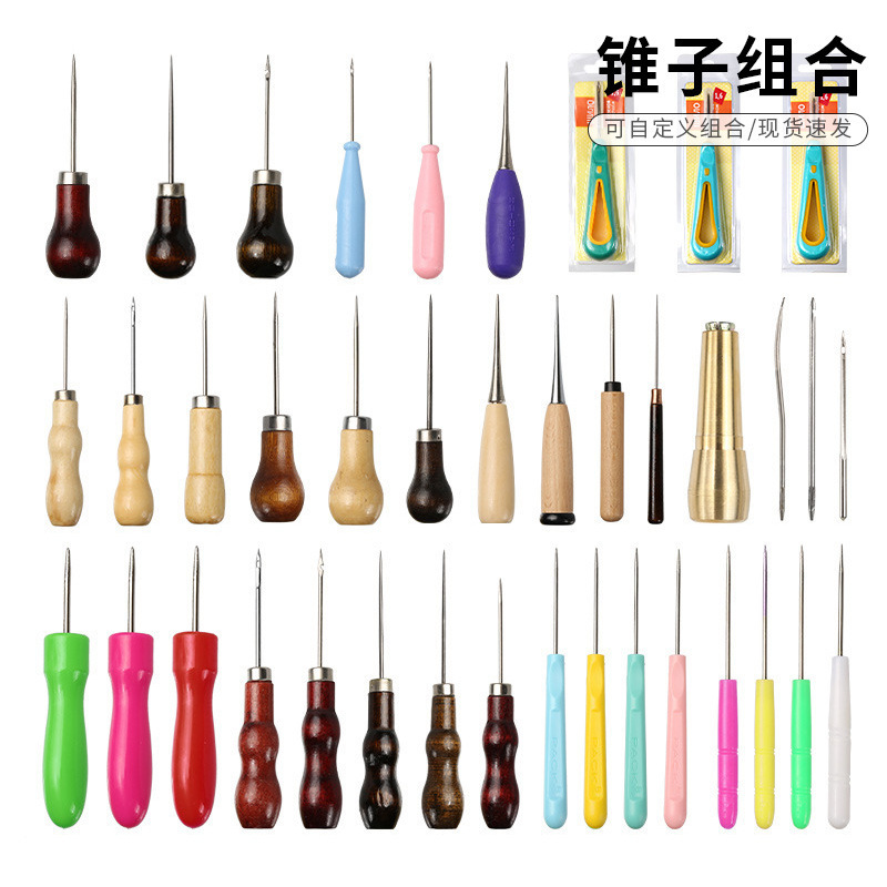 Cross-Border Leather Plastic Handle Awl DIY Shoe Tool Punch Needle Awl Hook Head Shoe Repair Needle Awl Needle Thread