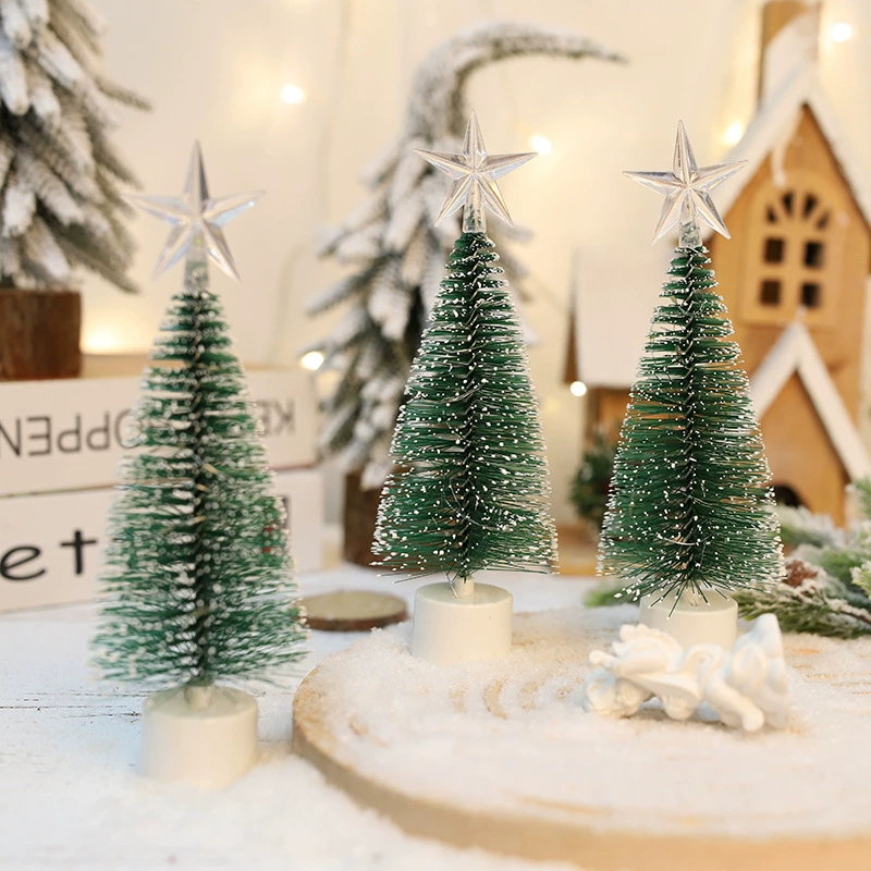 LED Christmas tabletop tree decoration, pine‑needle lantern 20×7 cm, multicolor lights
