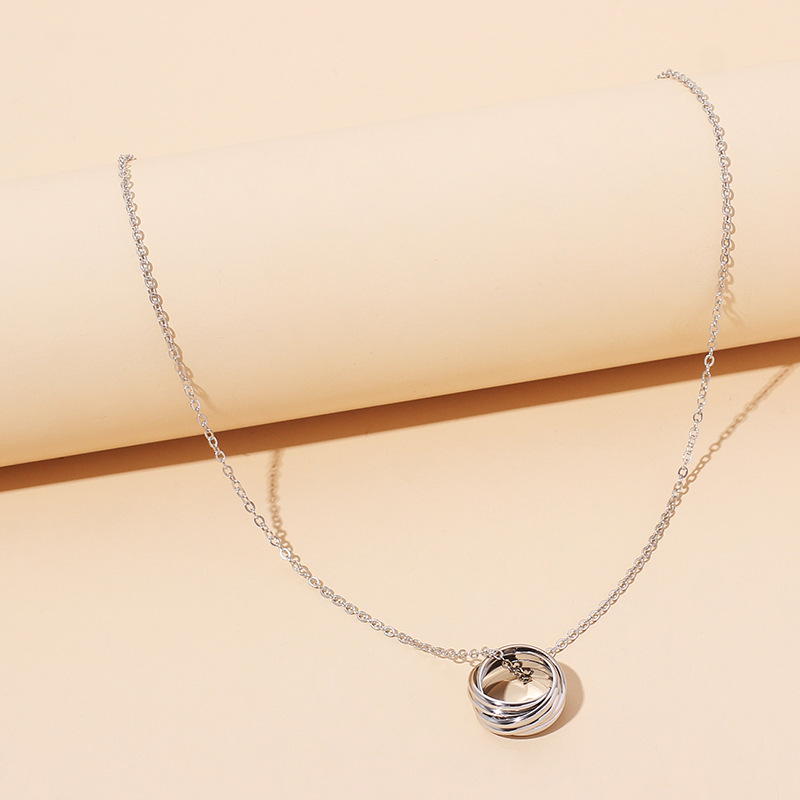 7g Weight Necklace Classification Wedding, Travel Occasion Women'S Gender Gold, Silver Color Hip-hop Geometric Ring Pendent Necklace 4