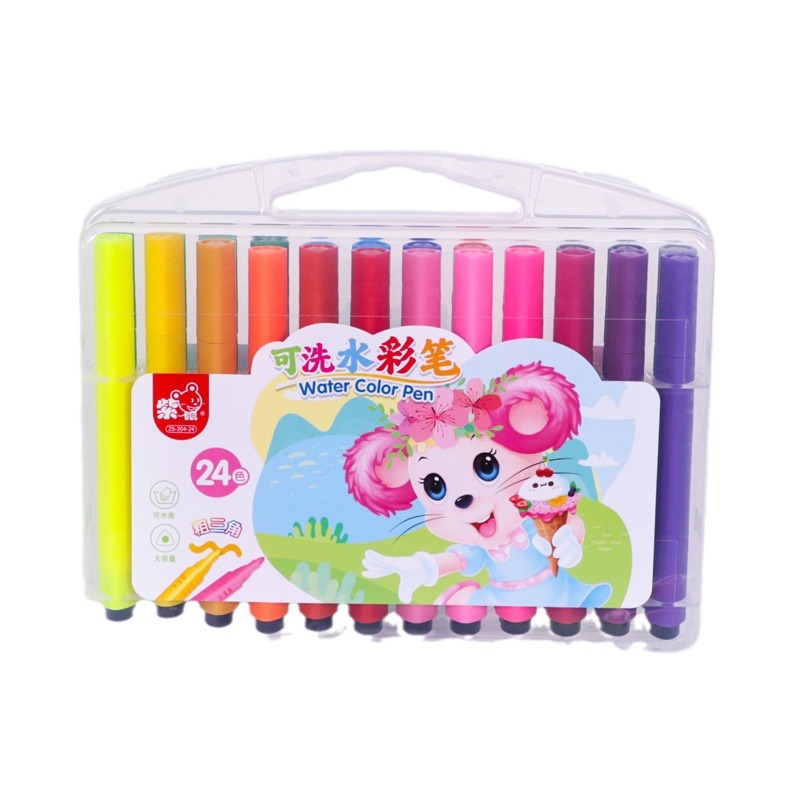 Set de 12/24 Pinceles Acuarela Triangulares – Lavables para Niños y Estudiantes