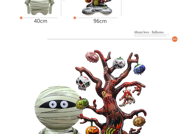 Halloween Party Dekoratioun Ballon 4D stehend dout Bam Form Cartoon Aluminiumfolie grousse Ballon Mumie léif_voghion.com