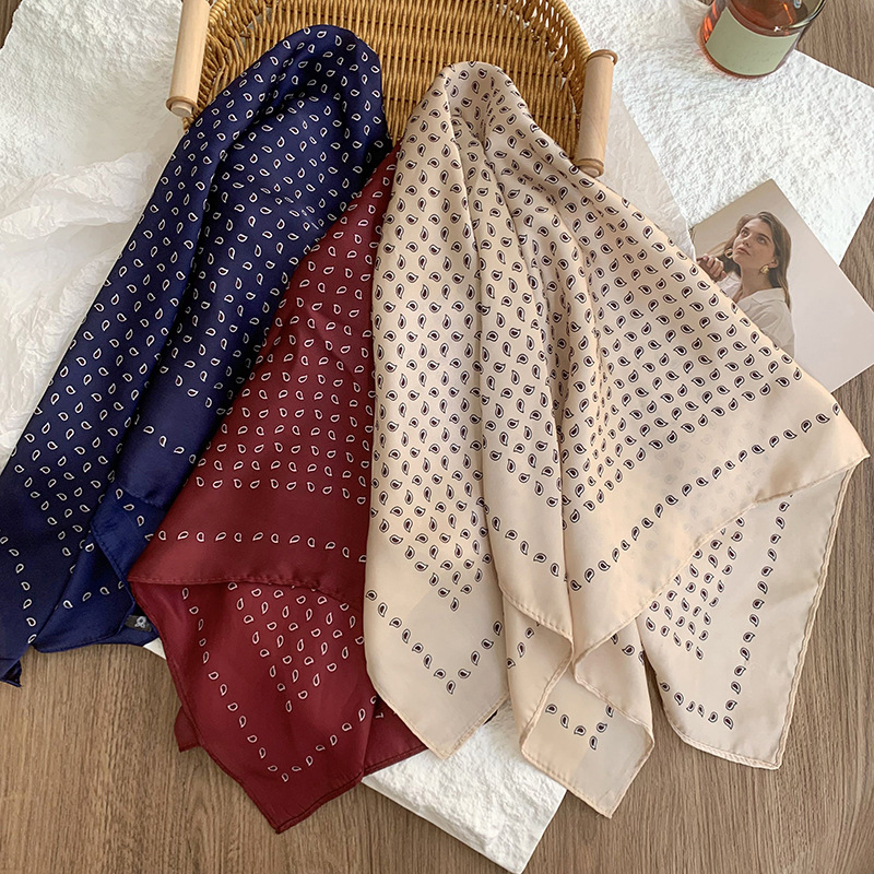 70 bufanda cuadrada de seda de imitación, bufanda de seda de flor de anacardo retro de alta calidad, pañuelo para el cabello, bufanda multiusos, chal superior de tubo