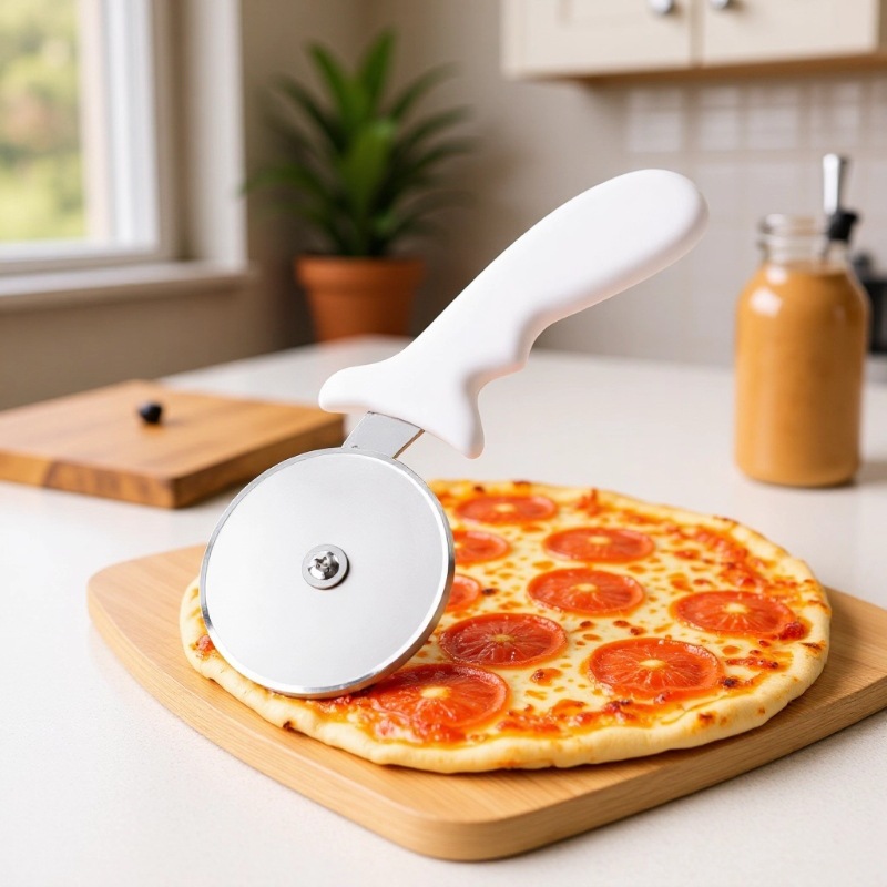 Pizza Knife Stainless Steel Pizza Cutter Plastic Handle Pizza Wheel Knife Thin Pizza Divider Single Wheel Roller Knife