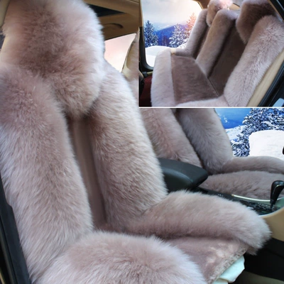 Winter wool car seat cushion plush Universal seat cover - grand-ambition-in-bean-paste-color-the-vehicle-has-five-seats