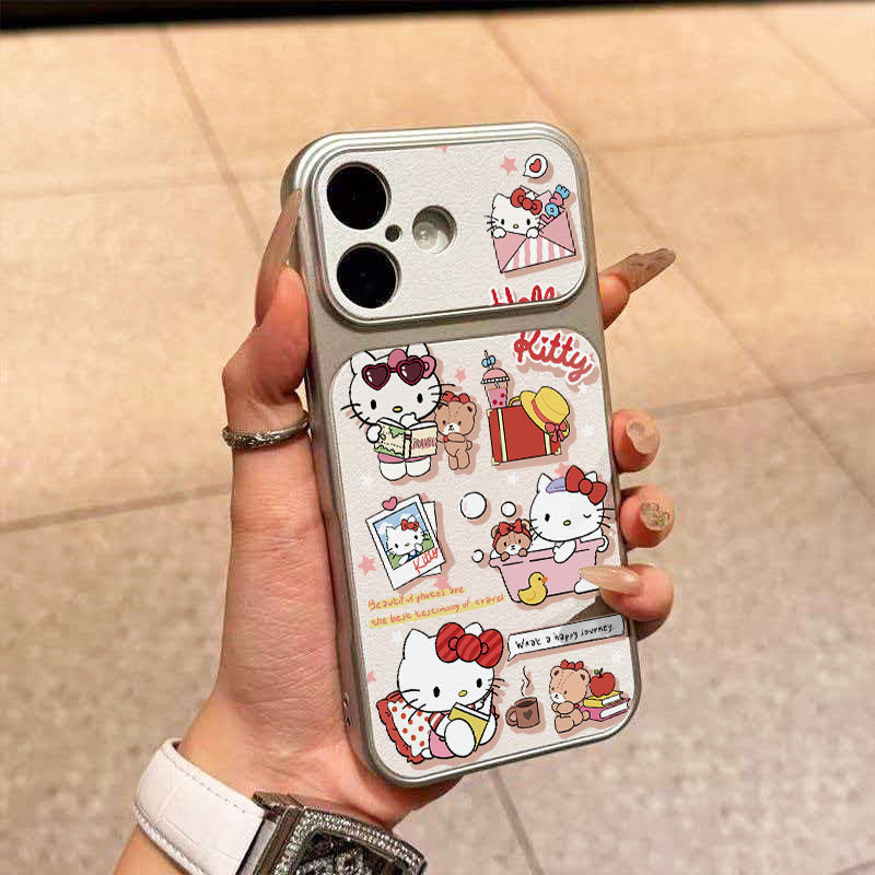Cartoon Kt Cat Phone Case Suitable for iPhone 17 Pro Max, Apple 16 Pro Large Window, 15 Girl Style, 14 Electroplated