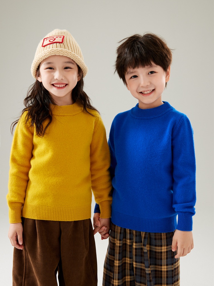 Demi-season children's cashmere warm base woolen sweater for men and…
