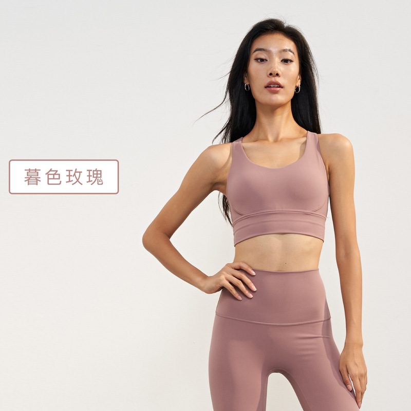 環望服装フィットネスベストアウトドアスポーツ下着女性防震防垂大胸帯胸パッドヨガ服ブラジャー|undefined