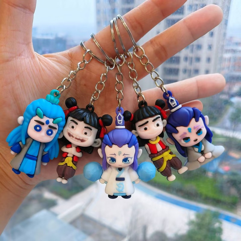 Nezha 2 Peripheral Nezuko Keychain Soft Plastic Pendant Stereo Book Bag Kindergarten 61 Kidsren's Gift Activity Gift