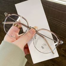 新款复古圆形TR防蓝光眼镜框小红书网红素颜平光镜女眉毛架01343