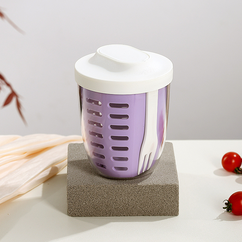 흰색 뚜껑이 달린 보라색 컵 [식품 등급 PP] 650ml [기본 스타일]