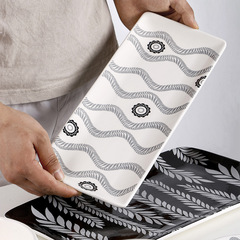 Nordic-style tableware personalized breakfast buffet plate creative underglaze painting flat plate, simple retro-style round dish