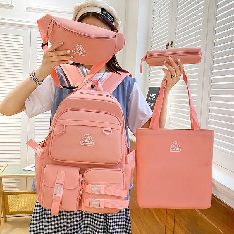 GUIYU Trendy Backpack Set For Middle School - Spacious Canvas Bookbag With Crossbody Strap, Ergonomic Shoulder Support_voghion.com