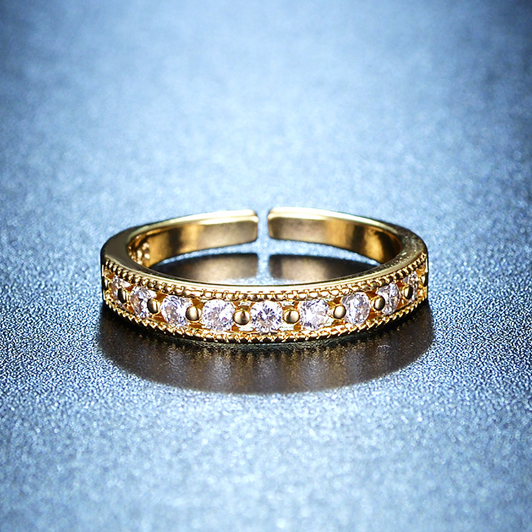 Fashion Geometric Copper Plating Zircon Open Ring