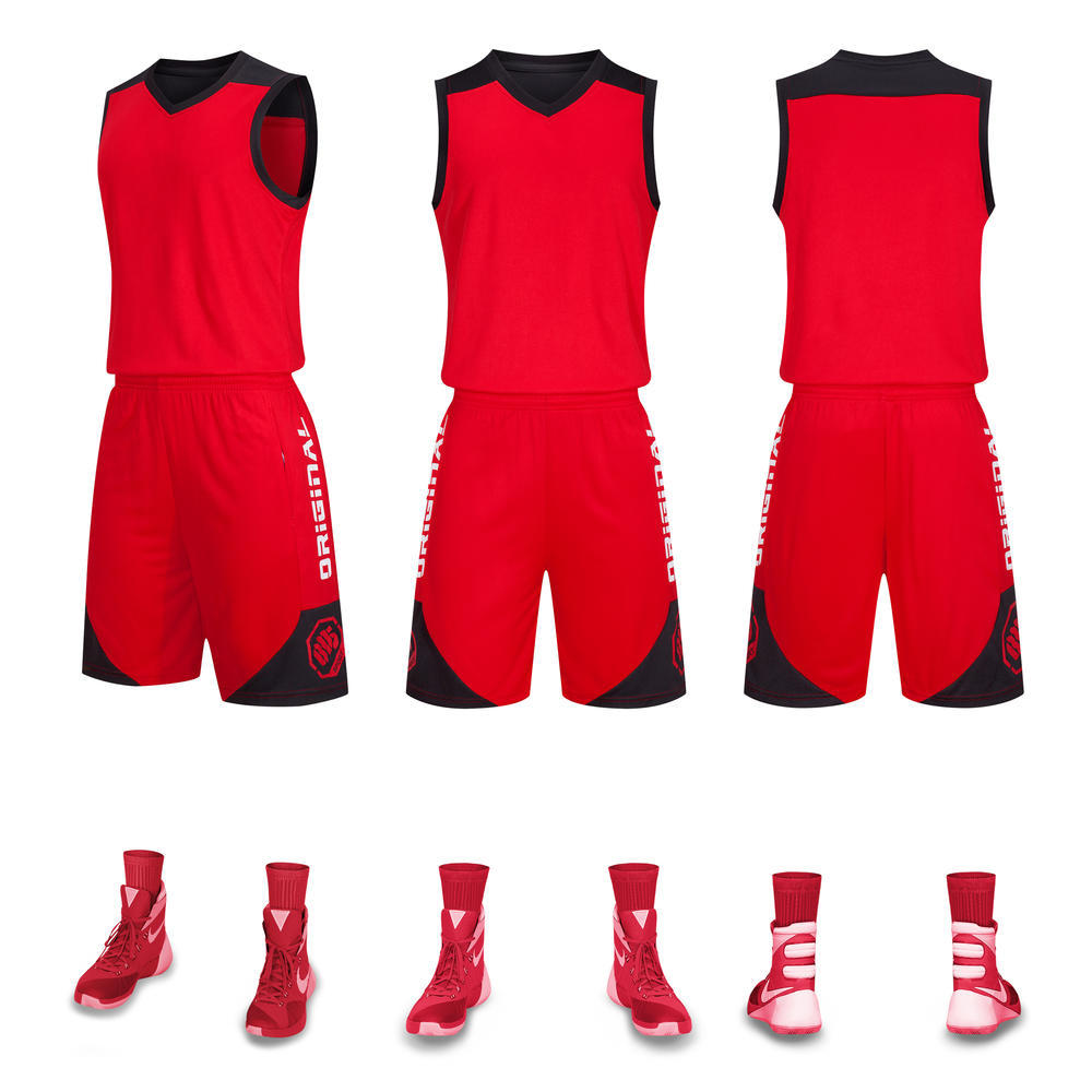 El juego de ropa de baloncesto se utiliza para el campamento de entrenamiento, ropa de balón transpirable de secado rápido para adultos y niños, la misma camiseta puede imprimir logotipo.