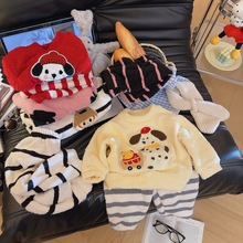 儿童半边绒睡衣秋冬男女孩保暖抗菌珊瑚绒家居服宝宝加绒加厚套装