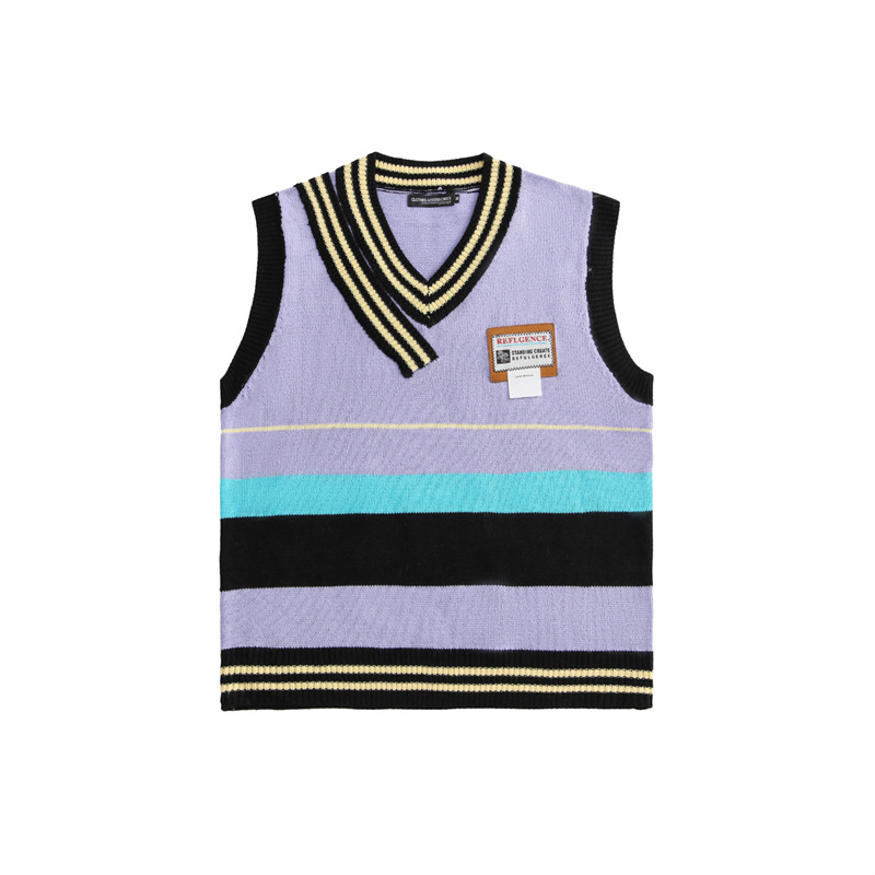 Hey Henry College Style Couple Vest Oversize Autumn Design Sleeveless Knitted Vest Men And Womeny