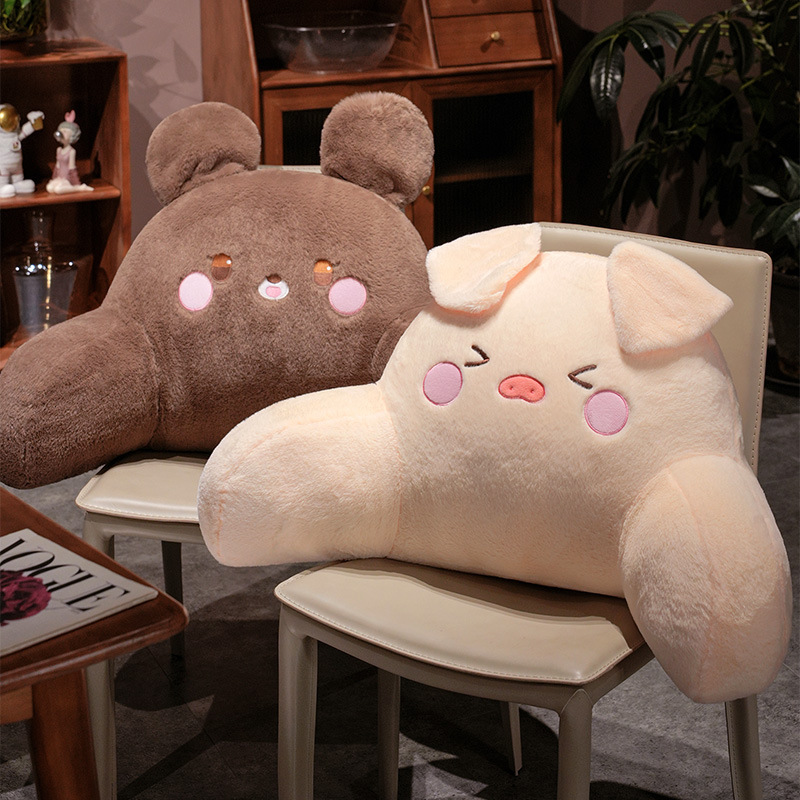 Cama de dibujos animados de cabello de conejo bolsas de respaldo de cintura cojín de respaldo de gran dormitorio de estudiantes para leer libros embarazadas almohada de protección de cintura de otoño