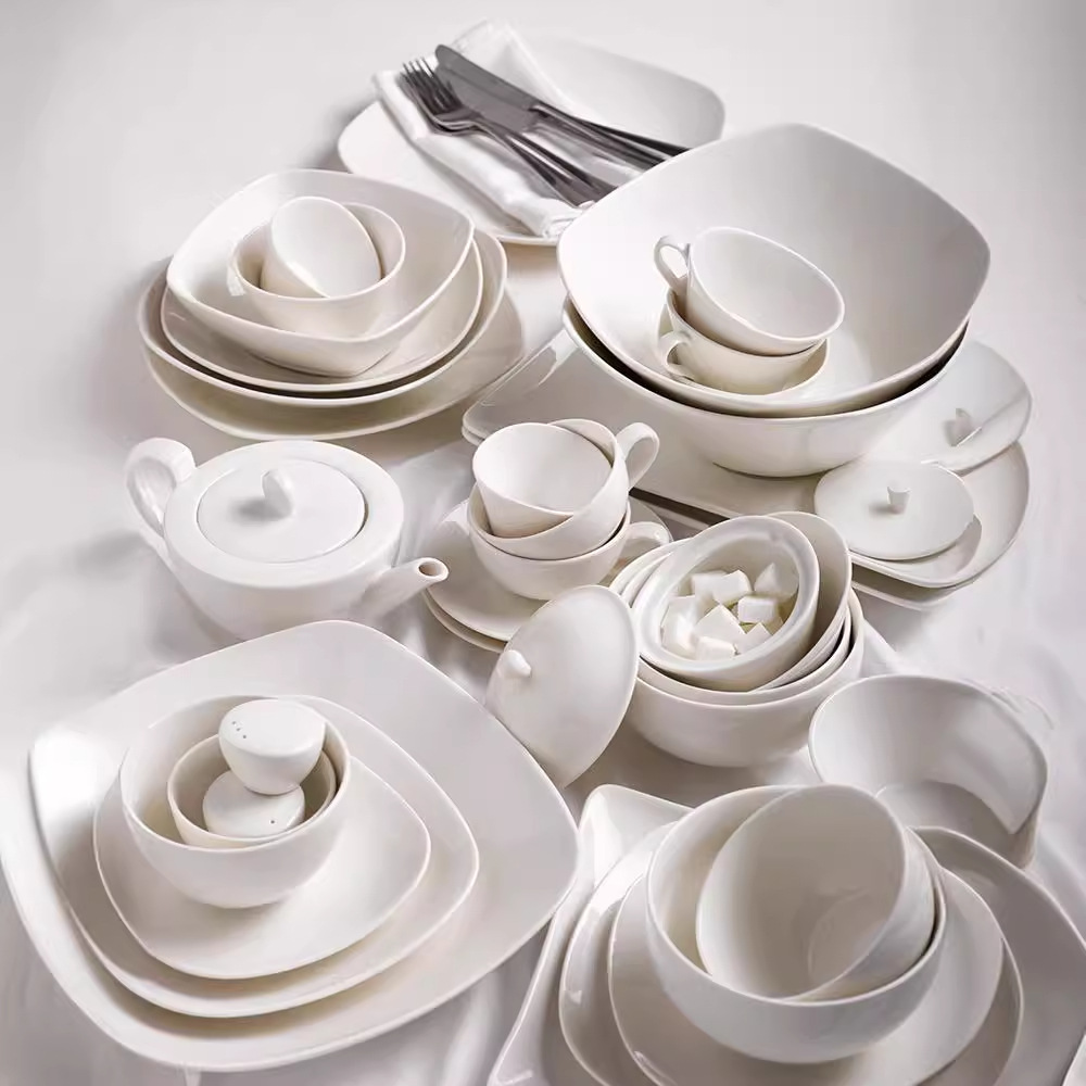 Transfronterizo LZ Luhang cerámica blanca pura cubiertos minimalistas platos de sopa platos de arroz platos de pescado sopa de sopa