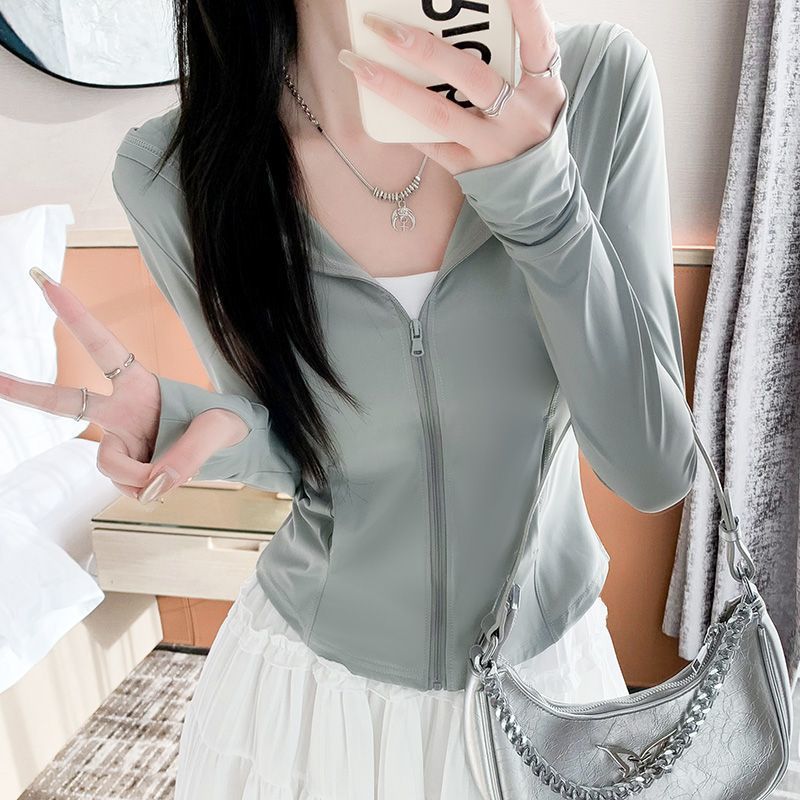 アイスシルク日焼け防止服女性の夏の新しい薄いドーパミンスリム通気性痩身 UV トップ 2025 ジャケット|undefined
