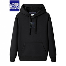 罗蒙官方正品国潮牌卫衣男装美式重磅连帽衫套头外套春秋冬加绒款