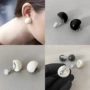 韩国几何简约奶油色耳夹