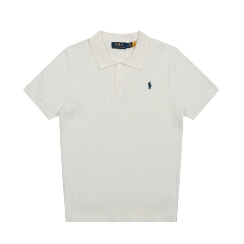 2025 スキャン可能 R*L ホームポニーロゴ刺繍 POLO 半袖セーター 小さなツイストラペル シンプル Tシャツ トップス|undefined