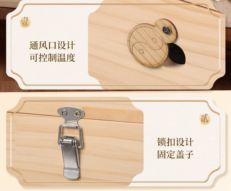 Wooden Moxibustion Box Full Body Moxa Therapy Kit with Aged Moxa Wool and Moxa Sticks for Warming Care preparation
