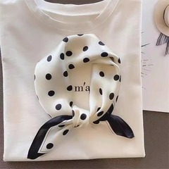 100% マルベリーシルク 53 シルクスカーフかわいい水玉模様の女性の多用途小さな正方形のスカーフ夏の韓国スタイルの気質装飾スカーフ