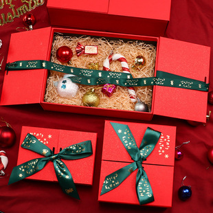 Christmas Bronzing Gift Box Red Double Box Apple Candy Gift Box Scarf Socks Christmas Eve Gift Packaging Box