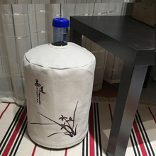 客厅茶艺吧抽水器款现代中式大桶水兰花数码印花饮水机防尘罩桶套
