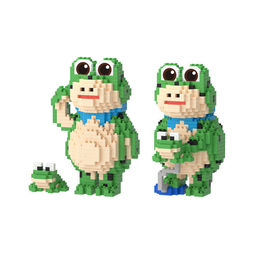 Internet celebrity frog building blocks compatible with Lego Lai Kebao toad frog cub puzzle assembly small frog toy blind box
