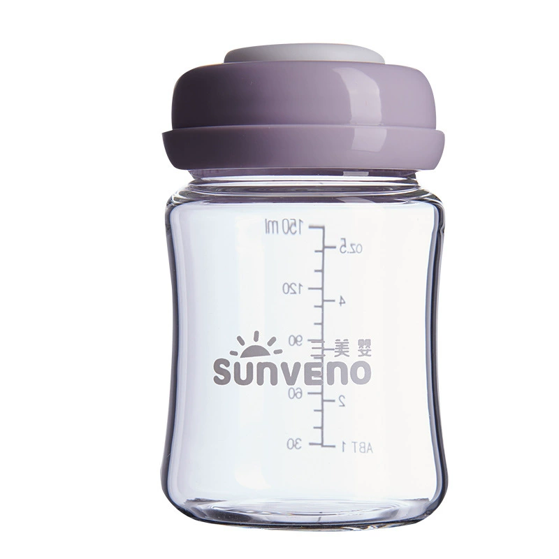 Children's milk storage container, glass feeding bottle, wide neck, standard diameter