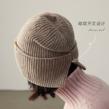 一点松弛1oo%美丽诺加厚针织帽羊毛毛线帽冷帽大头围帽子护耳女冬