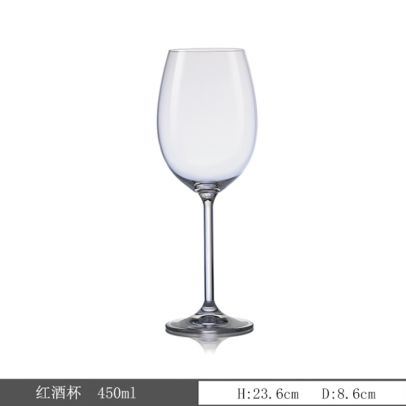 Tazas de vino de cristal sin plomo importadas Tazas de vino de alto pie Restaurante Hotel Comercial al por mayor Tazas de vino de alto nivel