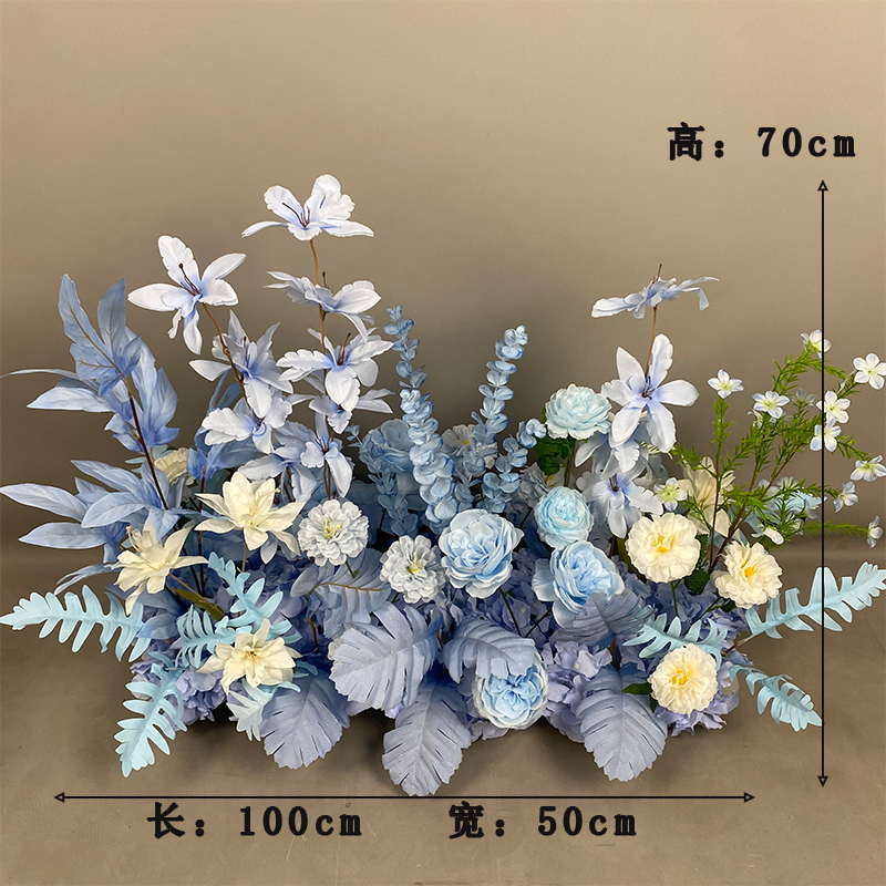 新款婚庆装饰地排花婚礼花艺T台路引花花酒店迎宾排花艺|undefined