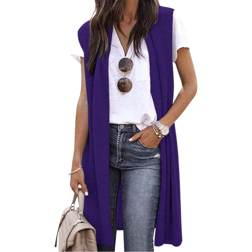 Europeo y americano 2023 transfronterizo Amazon nuevo chaleco cardigan eBay moda de moda medio-longitud chaleco sin mangas para las mujeres