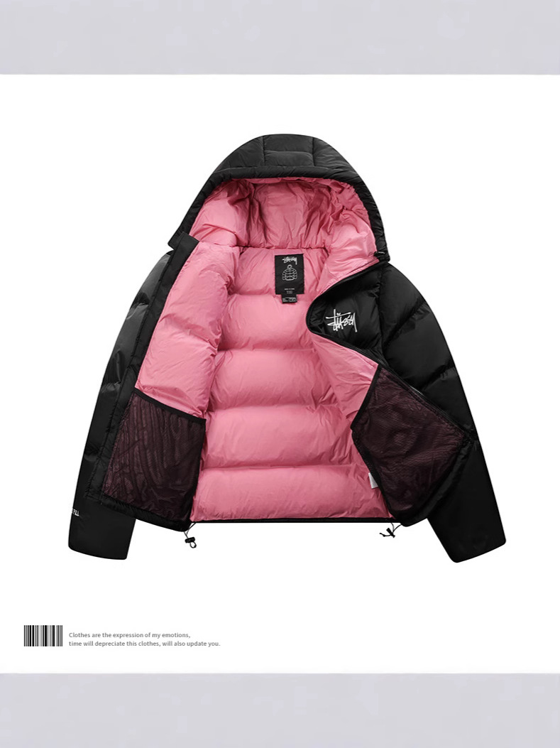 Chaqueta Acolchada de Algodón con Capucha, Bordada y de Corte Holgado | Abrigo Invernal