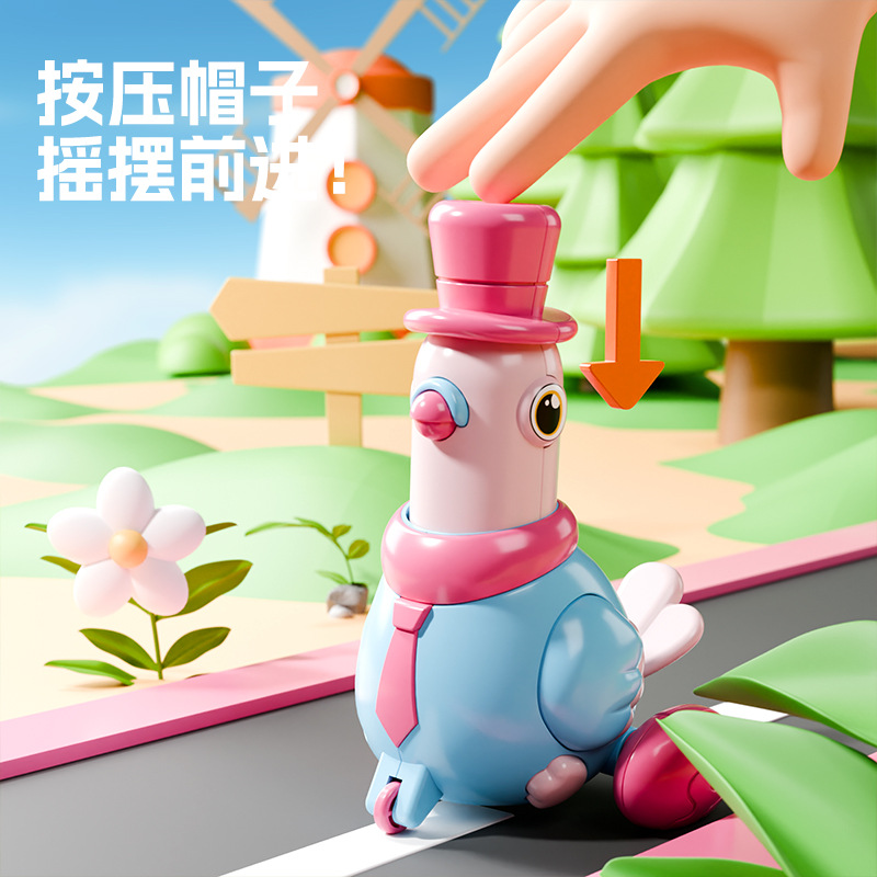 Temporada escolar juguetes de dibujos animados para niños compresión paloma inercia deslizamiento oscilante zoología trepa bebé carro pequeño