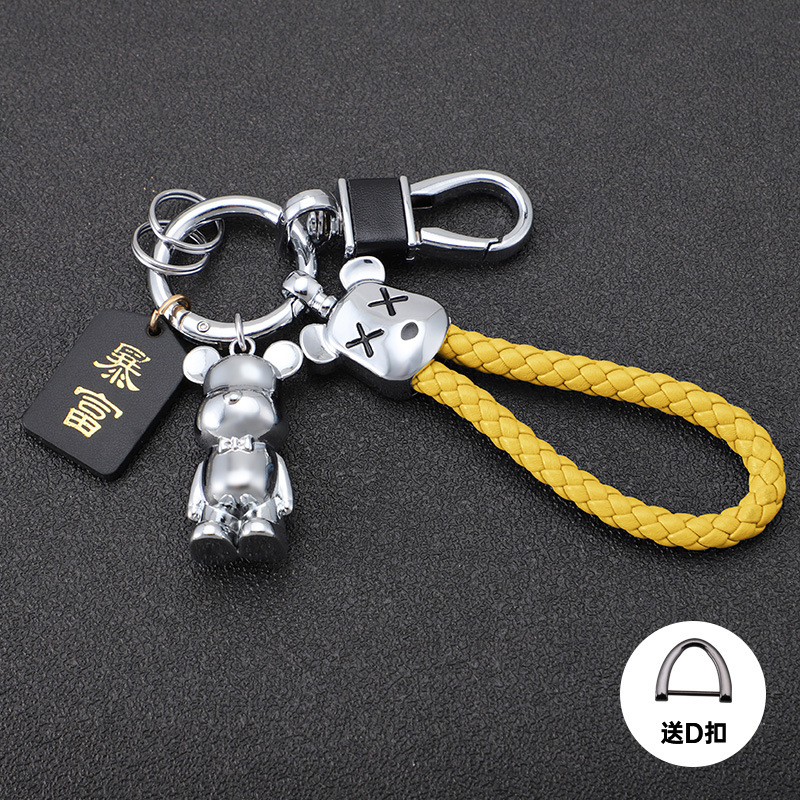 Oso violento transfronterizo llavero de coche oso de metal muñeca de alta gama llavero cuerda anti-pérdida, duradero, resistente a los arañazos