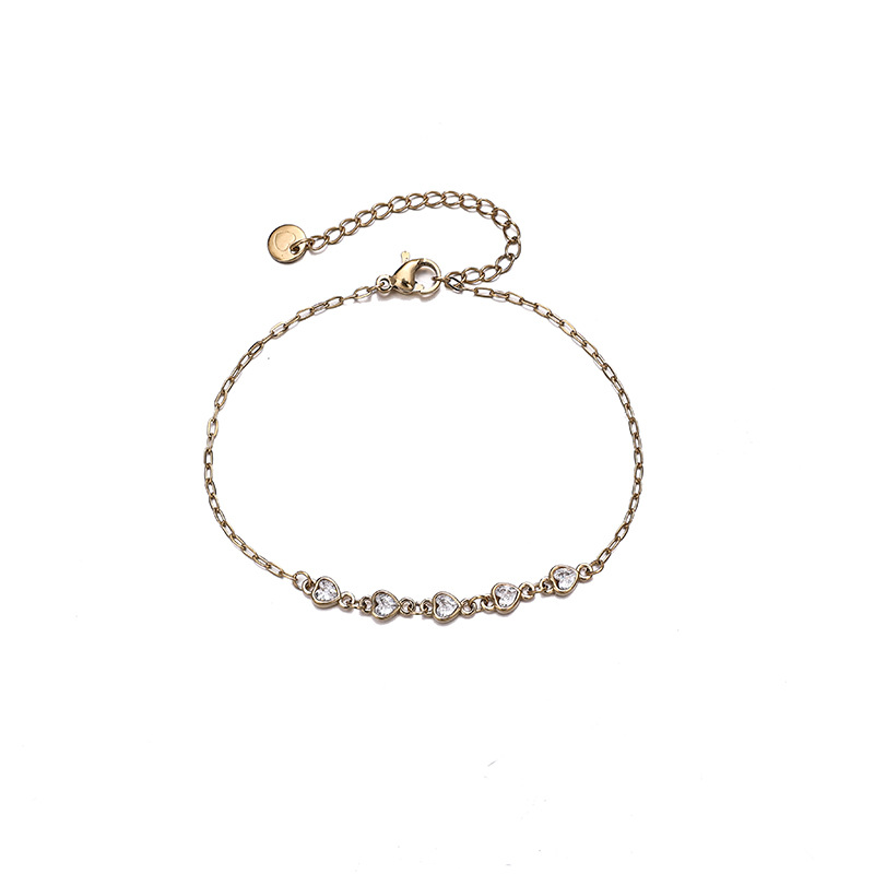 Tina Europa y los Estados Unidos acero inoxidable transfronterizo simple universal vacío electrodeposición diamante amor pulsera de zirconio color joyas de nicho para mujeres