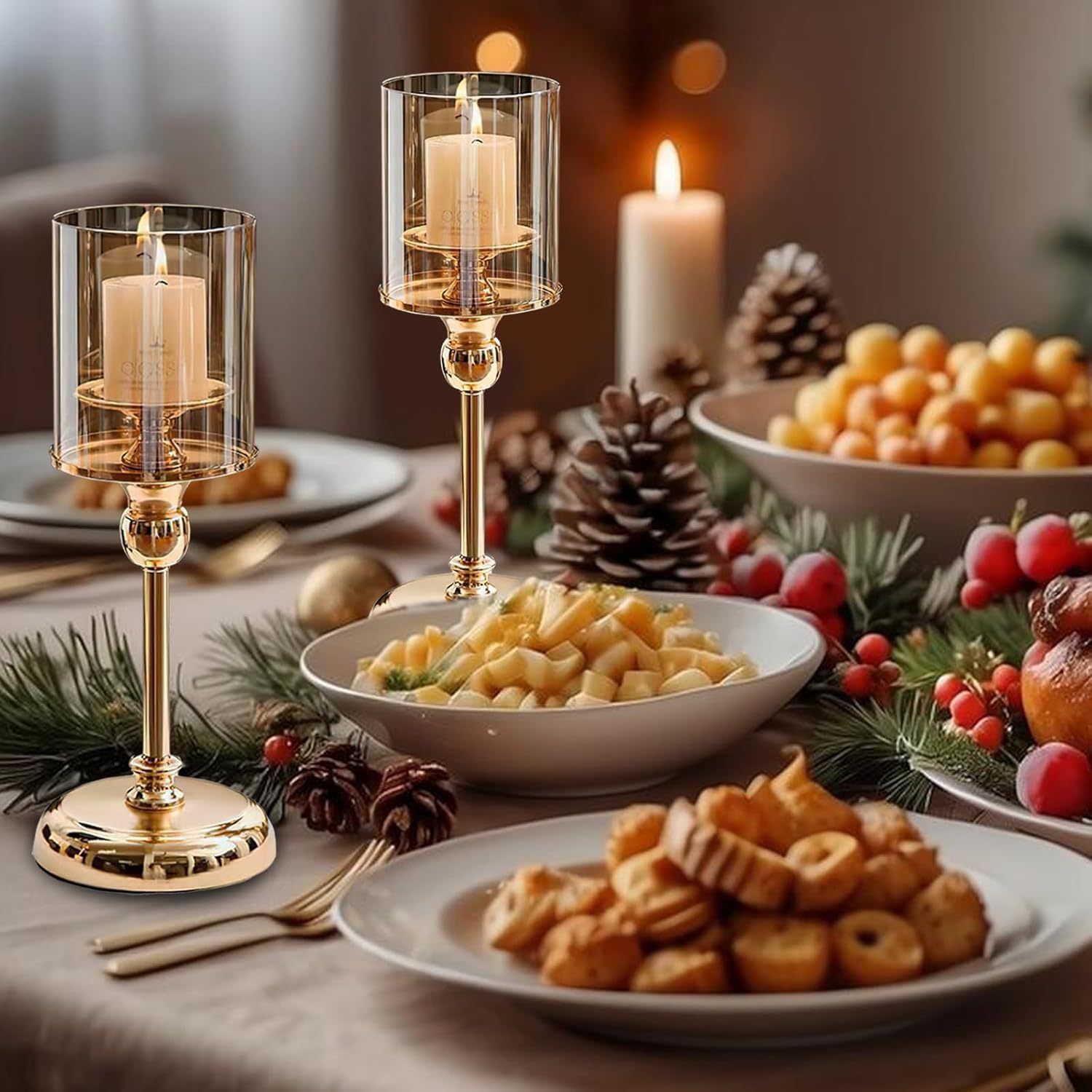 Candelabro de hierro forjado de estilo europeo, ambiente romántico retro, cena a la luz de las velas en la mesa de comedor, candelabro de decoración moderno y sencillo