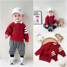 新年红毛衣冬季儿童毛衣春节新潮年服ins韩版男女宝宝外出拜年服
