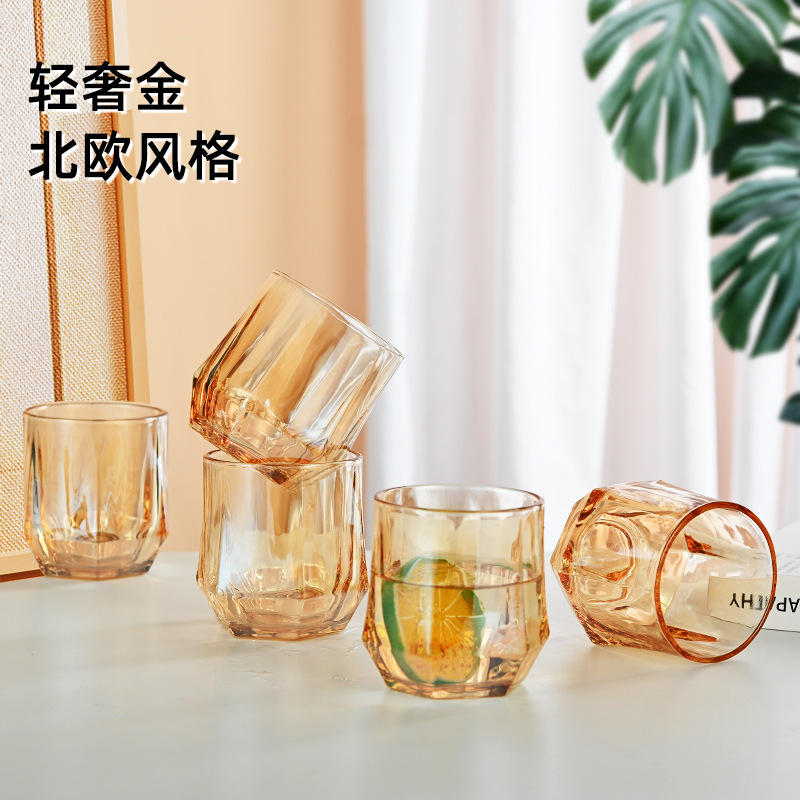 Vidrio de diamante creativo taza hexagonal resistente a altas temperaturas Barra del hogar taza de jugo personalizado vidrio de vino extranjero logotipo impreso pequeño regalo