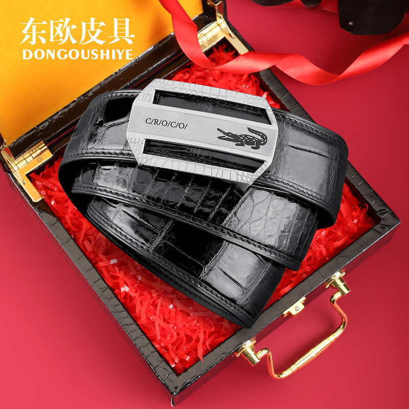 3.8 Seamless Crocodile Belly Men's Casual Belt Versatile Full Steel Plate Buckle Business Belt Gift Box Pants Bag Wholesale 3.8 Seamless Crocodile Belly Men's Casual Belt Versatile Full Steel Plate Buckle Business Belt Gift Box Pants Bag Wholesale