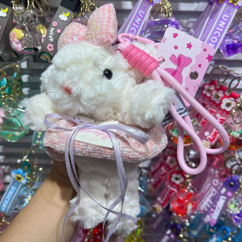 かわいい垂れ耳ウサギクマ黒チェック柄プリンセスドレス長耳ウサギ漫画おもちゃぬいぐるみ人形ペンダント|undefined